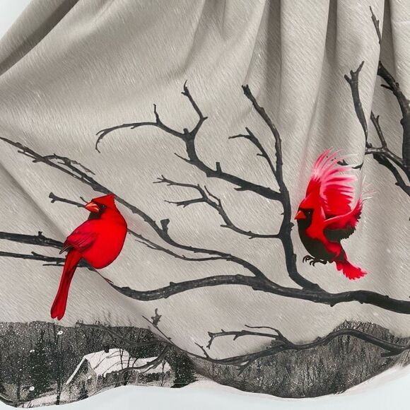 eShakti Mixed Media Midi Dress Cardinal Landscape Black Gray Women Large 12 - Picture 7 of 8